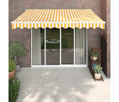 Izvelkama Markīze, Automātiska, Dzeltena, Balta, 3,5X2,5 M Vidaxl