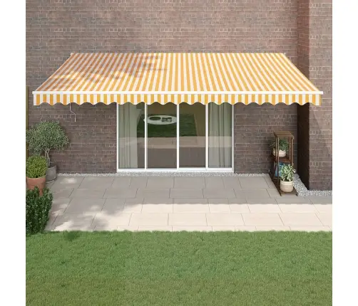 Izvelkama Markīze, Automātiska, Dzeltena, Balta, 5X3 M Vidaxl