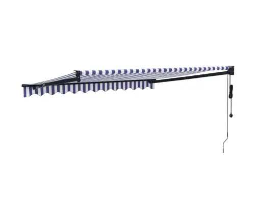 Izvelkama Markīze, Automātiska, Zila, Balta, 3,5X2,5 M Vidaxl