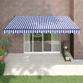 Izvelkama Markīze, Automātiska, Zila, Balta, 4,5X3 M Vidaxl