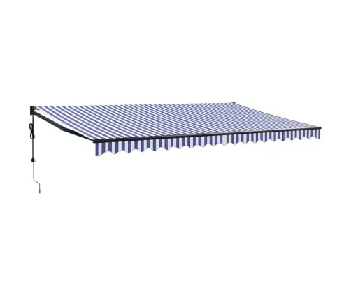 Izvelkama Markīze, Automātiska, Zila, Balta, 5X3 M Vidaxl