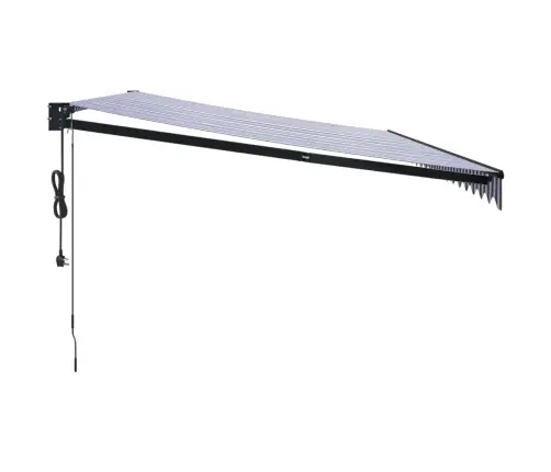 Izvelkama Markīze, Automātiska, Zila, Balta, 5X3 M Vidaxl