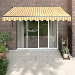 Izvelkama Markīze, Automātiska, Dzeltena, Balta, 3X2,5 M Vidaxl