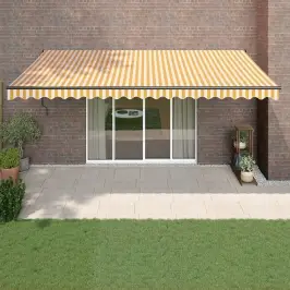 Izvelkama Markīze, Automātiska, Dzeltena, Balta, 5X3 M Vidaxl