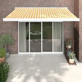 Izvelkama Markīze, Dzeltena, Balta, 3,5X2,5M, Audums, Alumīnijs Vidaxl Izvelkama Markīze, Dzeltena, Balta, 3,5X2,5M, Audums, Alumīnijs Vidaxl