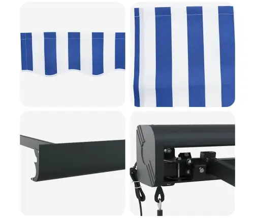 Sissetõmmatav Varikatus, Sinine-Valge, 4X3 M Kangas, Alumiinium