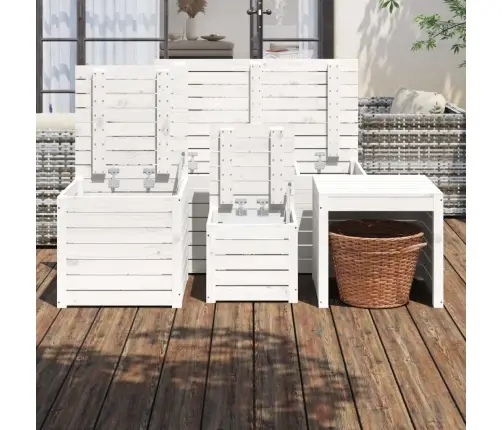 Dārza Kastes, 4 Gab., Baltas, Priedes Masīvkoks Vidaxl