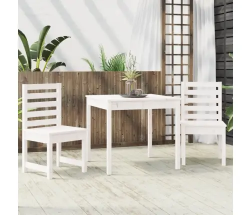 3-Daļīgs Dārza Bistro Komplekts, Balts Priedes Masīvkoks Vidaxl
