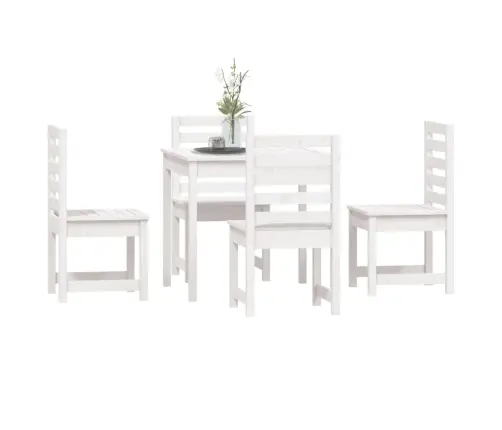 5-Osaline Aia Söögimööbli Komplekt, Valge, Männipuit
