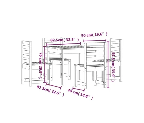 Sodo Valgomojo Baldų Komplektas, 5 Dalių, Douglas Eglės Masyvas