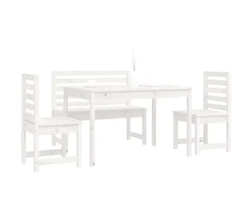 4-Osaline Aia Söögimööbli Komplekt, Valge, Männipuit