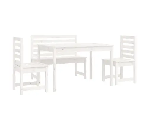 4-Osaline Aia Söögimööbli Komplekt, Valge, Männipuit