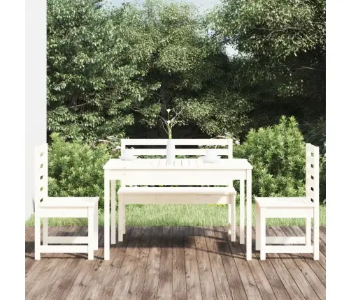 4-Osaline Aia Söögimööbli Komplekt, Valge, Männipuit