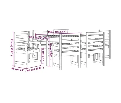 7-Daļīgs Dārza Mēbeļu Komplekts, Priedes Masīvkoks Vidaxl