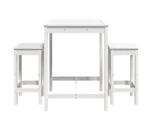 3-Daļīgs Dārza Bāra Mēbeļu Komplekts, Priedes Masīvkoks, Balts Vidaxl