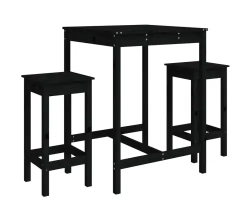 3-Osaline Aia Baarikomplekt, Must, Männipuit