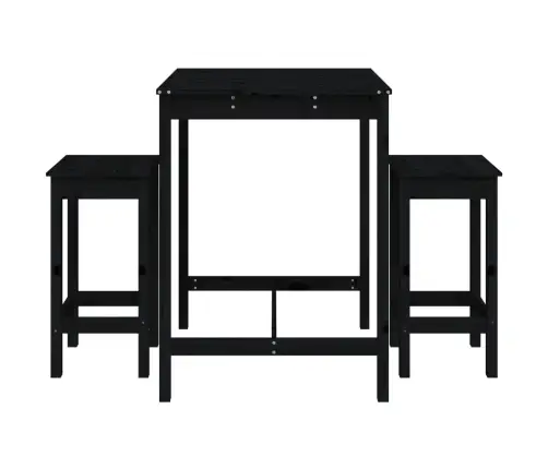 3-Osaline Aia Baarikomplekt, Must, Männipuit