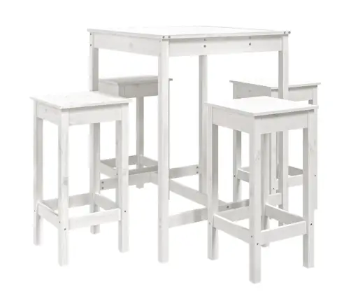 5-Daļīgs Dārza Bāra Mēbeļu Komplekts, Priedes Masīvkoks, Balts Vidaxl