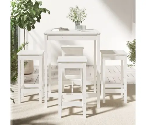 5-Daļīgs Dārza Bāra Mēbeļu Komplekts, Priedes Masīvkoks, Balts Vidaxl