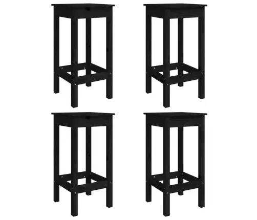 Sodo Baro Baldų Komplektas, 5 Dalių, Juodas, Pušies Masyvas