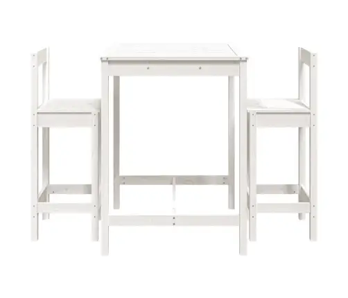 Sodo Baro Baldų Komplektas, 3 Dalių, Baltas, Pušies Masyvas