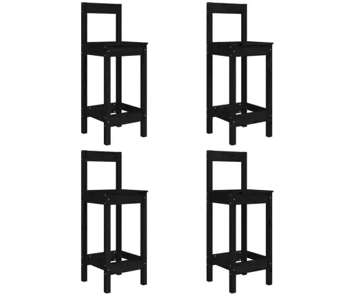 Sodo Baro Baldų Komplektas, 5 Dalių, Juodas, Pušies Masyvas