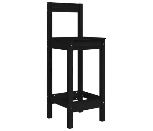 Sodo Baro Baldų Komplektas, 5 Dalių, Juodas, Pušies Masyvas