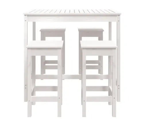 Sodo Baro Baldų Komplektas, 5 Dalių, Baltas, Pušies Masyvas