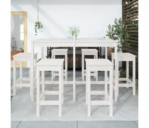 7-Osaline Aia Baarikomplekt, Valge, Männipuit