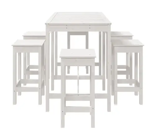 7-Osaline Aia Baarikomplekt, Valge, Männipuit