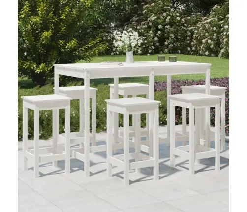 7-Osaline Aia Baarikomplekt, Valge, Männipuit