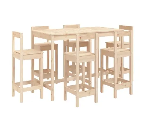 Sodo Baro Baldų Komplektas, 7 Dalių, Pušies Medienos Masyvas