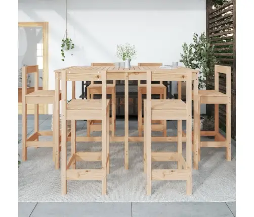 Sodo Baro Baldų Komplektas, 7 Dalių, Pušies Medienos Masyvas