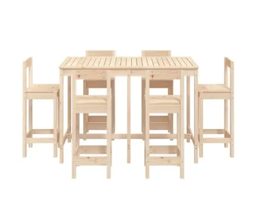 Sodo Baro Baldų Komplektas, 7 Dalių, Pušies Medienos Masyvas