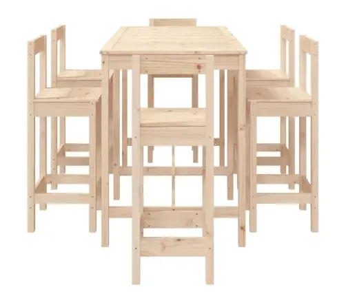 Sodo Baro Baldų Komplektas, 7 Dalių, Pušies Medienos Masyvas