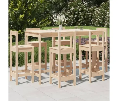 Sodo Baro Baldų Komplektas, 7 Dalių, Pušies Medienos Masyvas