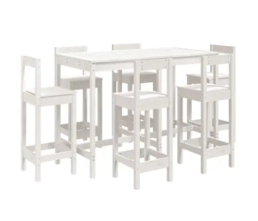 Sodo Baro Baldų Komplektas, 7 Dalių, Baltas, Pušies Masyvas