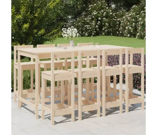 9-Daļīgs Dārza Bāra Mēbeļu Komplekts, Priedes Masīvkoks Vidaxl