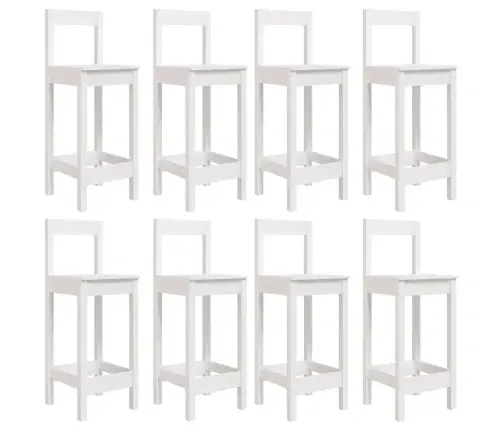 9-Daļīgs Dārza Bāra Mēbeļu Komplekts, Priedes Masīvkoks, Balts Vidaxl