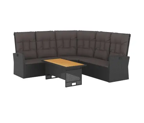 2-Daļīgs Dārza Atpūtas Mēbeļu Komplekts Ar Matračiem, Pe, Melns Vidaxl