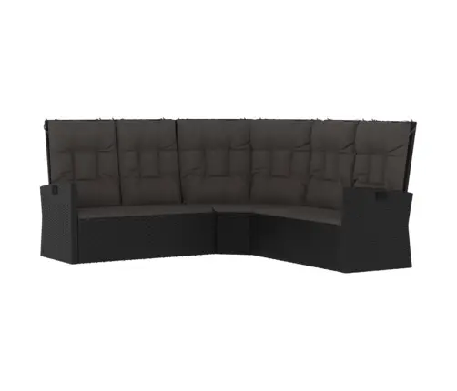 2-Daļīgs Dārza Atpūtas Mēbeļu Komplekts Ar Matračiem, Pe, Melns Vidaxl