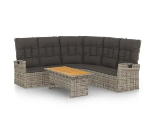 2-Osaline Aiamööbli Komplekt Patjadega, Hall, Polürotang