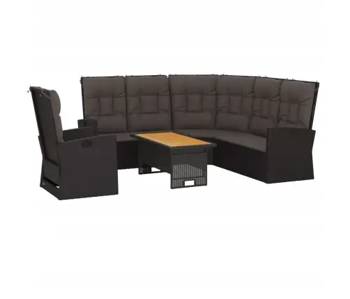 3-Osaline Aiamööblikomplekt Patjadega, Must, Polürotang