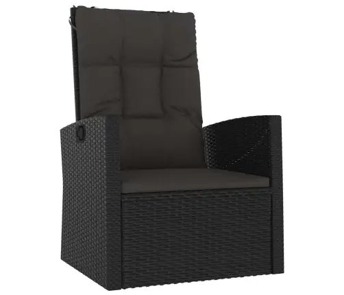 3-Osaline Aiamööblikomplekt Patjadega, Must, Polürotang