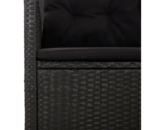 3-Osaline Aiamööblikomplekt Patjadega, Must, Polürotang