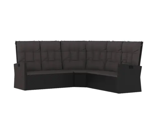 Atgāžams Dārza Stūra Dīvāns Ar Spilveniem, Melna Pe Rotangpalma Vidaxl