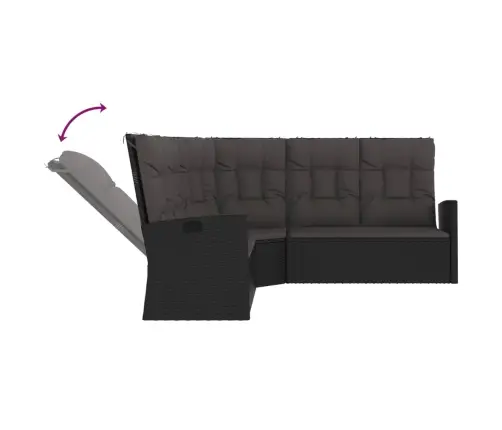 Atgāžams Dārza Stūra Dīvāns Ar Spilveniem, Melna Pe Rotangpalma Vidaxl