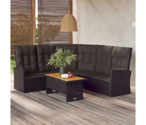 Atgāžams Dārza Stūra Dīvāns Ar Spilveniem, Melna Pe Rotangpalma Vidaxl