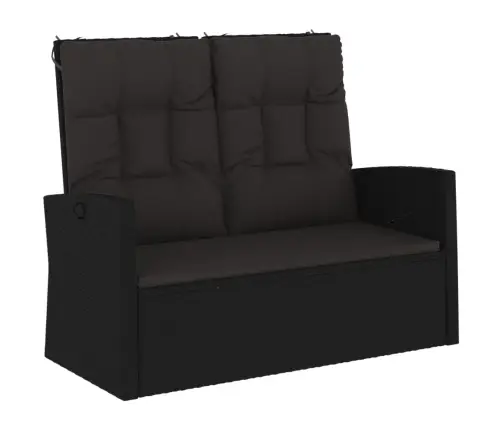 Atgāžams Dārza Sols Ar Matračiem, 118 Cm, Pe Rotangpalma, Melns Vidaxl