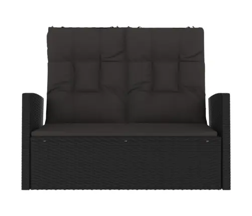Atgāžams Dārza Sols Ar Matračiem, 118 Cm, Pe Rotangpalma, Melns Vidaxl